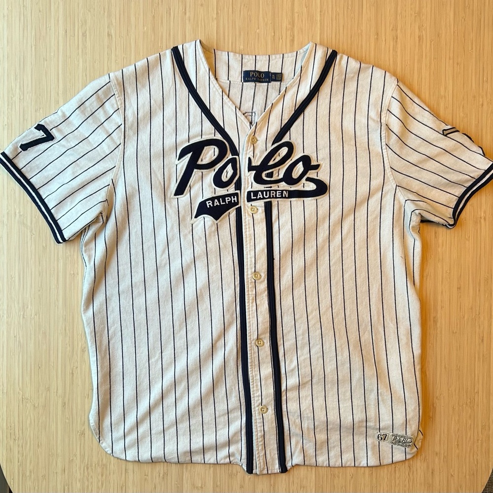 RARE Ralph Lauren Polo Bear Pinstripe Jersey